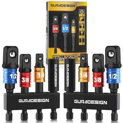 8-Piece Impact Socket Adapter Set for Drill, 1/4" 3/8" 1/2" Hex Shank Impact Driver Socket Adapter, Socket to Drill Adapter