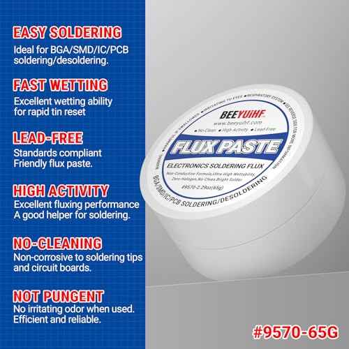9570 Rosin Soldering Paste Flux For Electronics, No Clean Flux for Circuit Boards Electrical Repairs and Copper Electrical Wire (2.29oz Jar)