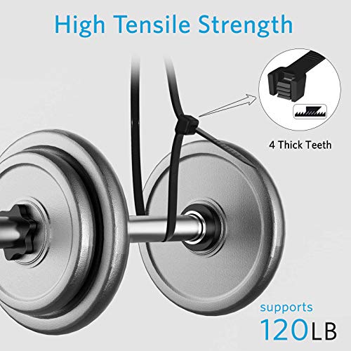 12 Inch Heavy Duty Zip Ties 120 lb Tensile Strength Black Cable Ties 100 Pack - Karoka