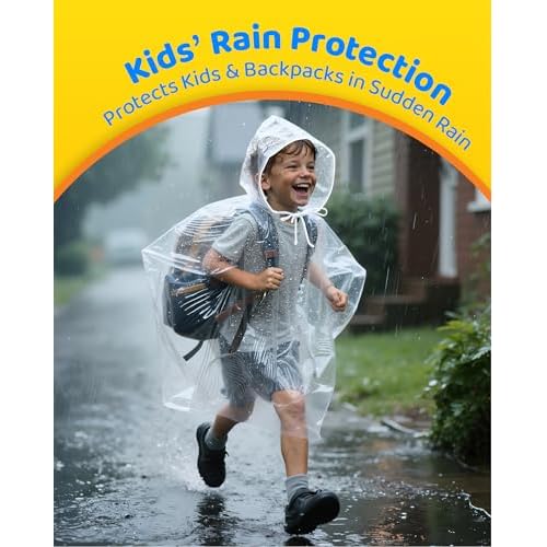 Hitituto Rain Ponchos Family Pack Kids? 6/12/24 Pack Disposable Poncho with Hood, Clear & Assorted Colors, Home Survival Kits