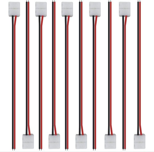 LightingWill 10pcs/Pack Strip Wire Solderless Snap Down 2Conductor LED Strip Connector for 10mm Wide 5050 5630 Single Color Flex LED Strips