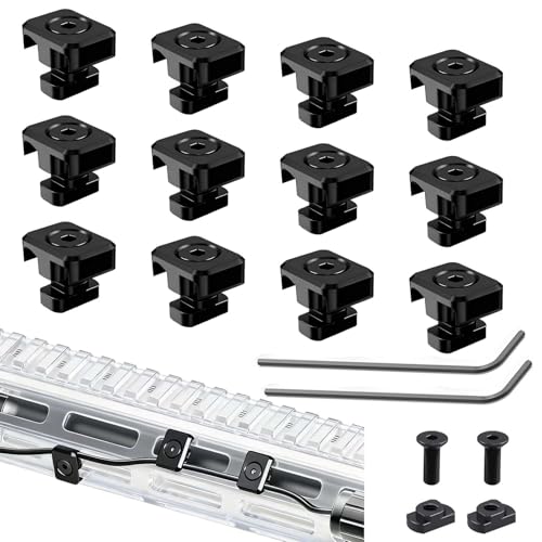 12 Pack M-Lok Cable Clips, Wire Management Clips for Picatinny Rail, Flashlight Pressure Switch Cable Holder Organizer for Rifle Accessories