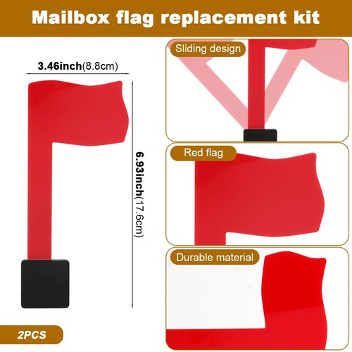 Mailbox Flag Replacement, Red Mailbox Flag Universal for Outgoing Mailbox, Strong Adhesive Red Flags for Mailboxes Outside, Sticks to Most Surfaces Easily(COLOR:red)