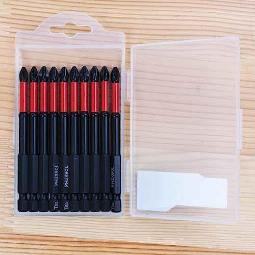 AUTOTOOLHOME 10 Pack Phillips PH2 Magnetic Anti Slip Screwdriver Bit Set 3-1/2" Length TS2 Anti-Slip Long Drill Bits Impact Driver Bits