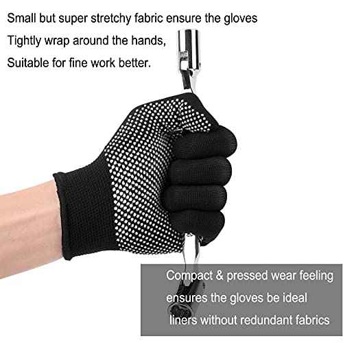 24Pcs Work Gloves Anti-slip Knitted Stretchy Cloth Glove Thin Moist Glove Liners