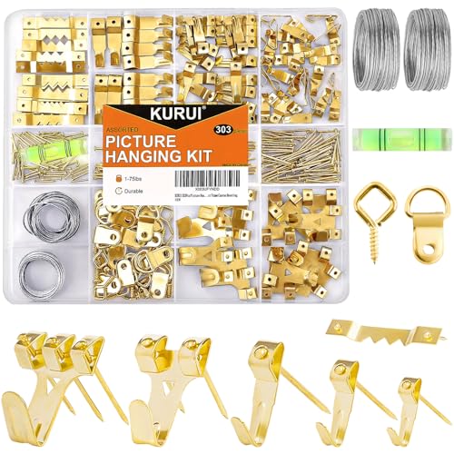 Gold 303-Piece Heavy Duty Picture Hanging Kit with Hooks Nails & Wire
