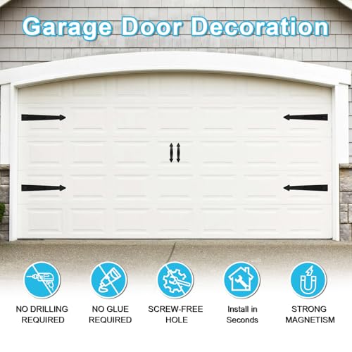 RHULKRUI Classic Magnetic Garage Door Hardware Set - 4 Hinges + 2 Handles