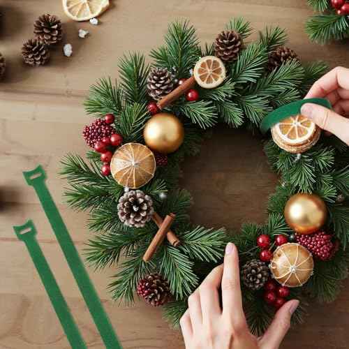 120 Pcs Christmas Garland Ties, 12" Adjustable Holiday Garland Ties, Reusable Nylon Garden Plant Cable Straps Xmas Tree Railing Tie Wreath Garlands Hanger for Stairs Door Banister Decoration (Green)