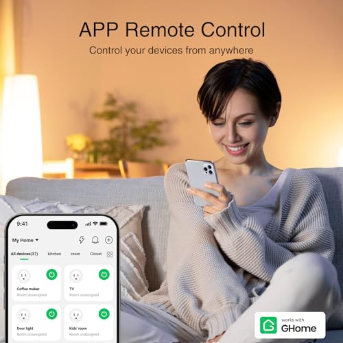 GHome Smart WiFi Plug with Alexa & Google Home, 4-Pack