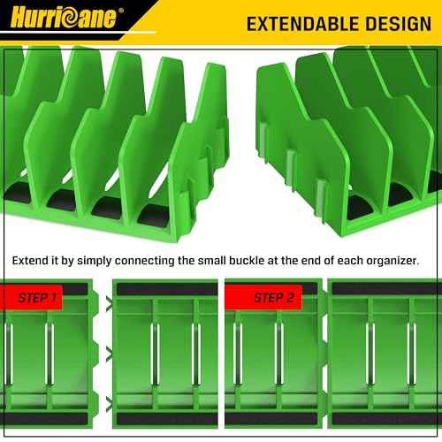 HURRICANE Plier Organizer Rack, 10-Slot Pliers Rack with Non-Slip Rubber Base, Tool Organizer, Tool Drawer Toolbox Storage, Green, Extendable Design, Fit 3¡± H, 1 Pack