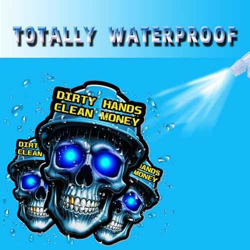 Dirty Hands Make Clean Money Reflective Skull Hard Hat Stickers, Decal for Toolboxes, Helmets - Funny Design for Mechanics, Adults, Electricians, Construction, Welders, Gifts for Blue Collar Workers