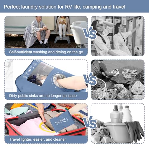 Portable Travel Washing Bag Hand Washable Laundry Solution Lake Blue
