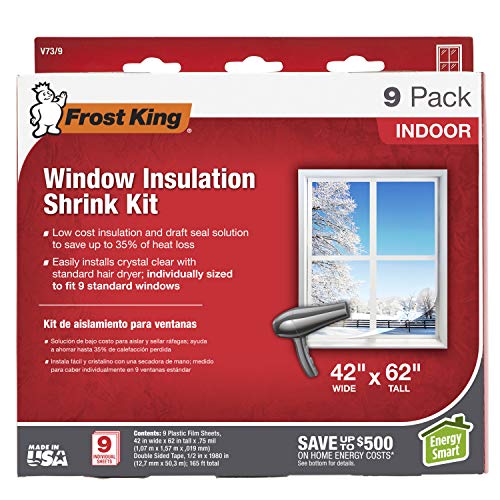 Frost King V73/9H Indoor Shrink Window Kit 42x62 Inch Clear 9-Pack