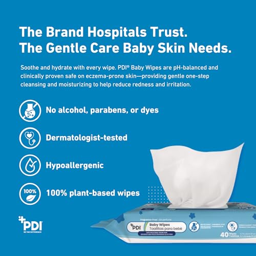 Sterile Saline Wipes & Hypoallergenic Baby Wipes Bundle - PDI 40 Count, Sterilization & Diaper Bag Essentials
