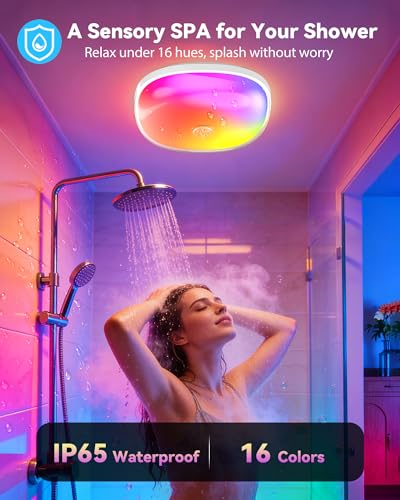 Gotopceed IP65 Waterproof Rechargeable Shower Light - 6 Inch, Multicolor, 300LM
