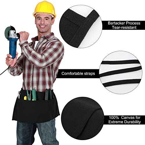 JenPen 6 Pcs Nail Apron Canvas Waist Apron Bulk for Carpenters with 2-pocket Work Unisex Cloth Tool Belt Washable Utility for Men Women Adults Woodworkers, Artists, and Other Crafts People