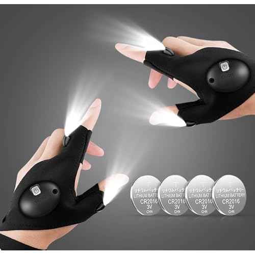 LED Flashlight Gloves, Cool Gadgets Christmas Stocking Stuffers Unique Birthday Gifts for Dad Boyfriend Husband Him, Light Gloves Tool for Camping Fishing Car Repairing Hiking