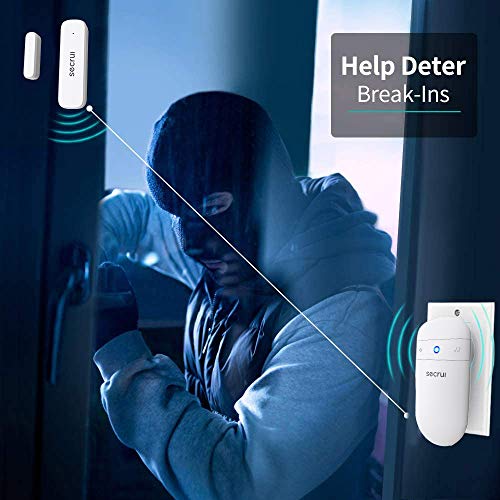 SECRUI Wireless Door Chime System 1 Receiver + 1 Sensor, White - Door Open Alarm for Home & Business