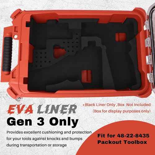EVA Liner Organizer for Gen 3 M12 Drill Driver 3497-22(3404-20&3453-20), Compatible with Milwaukee 48-22-8435 Packout Tool Box - Precision-Cut Insert, Black