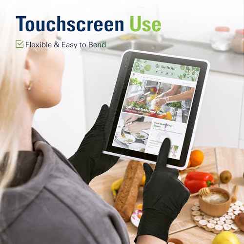 Black Nitrile Gloves, Food Safe Disposable Gloves Latex Free, Rubber Gloves Powder Free for Cooking, Kitchen Clean