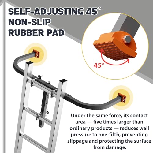 Gray Steel Ladder Stabilizer for Extension Ladders Roof Gutters Support Startingtool