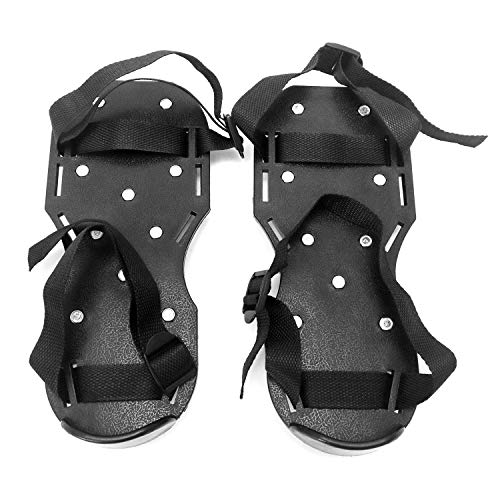 QWORK Green & Black Spiked Shoes with 3/4” Short Spikes for Epoxy & Floor Cover Installation (Pair) — Short Spikes Version