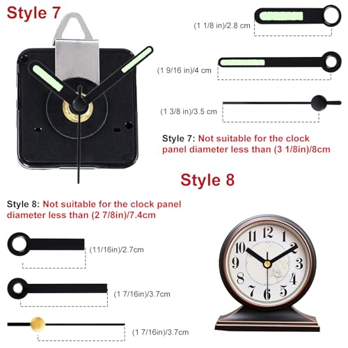 Silent Quartz Clock Mechanism Kit with Short Hands for DIY Repair - EMOON 3-Piece Set