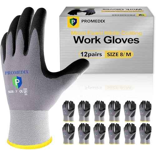 PROMEDIX P Nitrile Coated Work Gloves,MicroFoam Safety Work Gloves Men,Seamless Knit Nylon&spandex Gloves with Grip