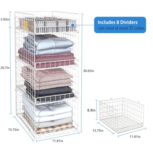 Closet Organizers and Storage Shelves for Clothes, Collapsible Stackable Storage Bins Organizer Baskets Containers Drawers for Truck Camper Closet RV Closets Pantries Cupboard Wardrobe