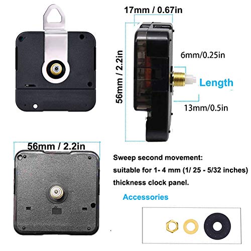 HILLHOME 1/2 Inch Shaft Wall Clock Movement Kit with 5 Pairs of Hands - Non Ticking Quartz Motor for DIY Repair