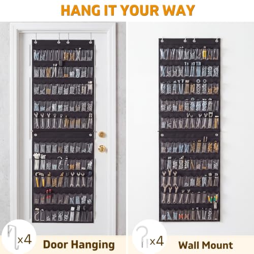 Ofiray-Home 100-Pocket Over-the-Door Parts Organizer - Black, Large