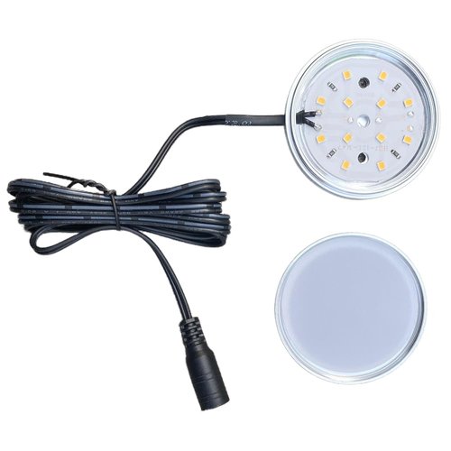 Single LED Puck Light 2 Watt for Under Cabinet Counter Bar Shelf Back Lighting, 120V Electric Direct Wall Plug in, Handy On Off Switch, 1.5 Meters Black Cable (Warm White 3000K)