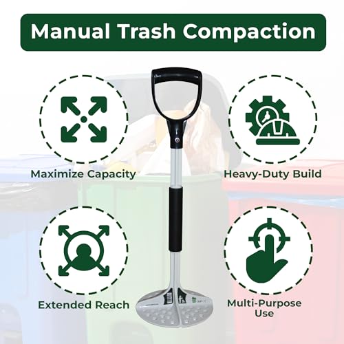TAMP-IT Pro Manual Trash Compactor Tool 22 x 5.25 Inches with Extension – Heavy Duty Waste Smasher for Kitchen and Outdoor Use