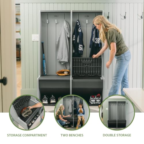 Lifetime 64.7-Inch Grey Locker with Bench & Shoe Organizer - Garage/Entry Storage