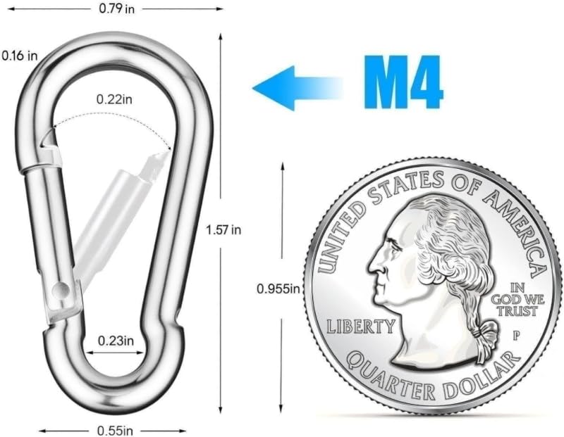 30 Pack M4 Steel Carabiners - Heavy Duty Keychain & Outdoor Gear Clips