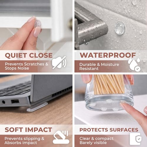 Bampix 106 Pack Clear Self-Adhesive Silicone Cabinet Bumpers - Multiple Shapes & Sizes