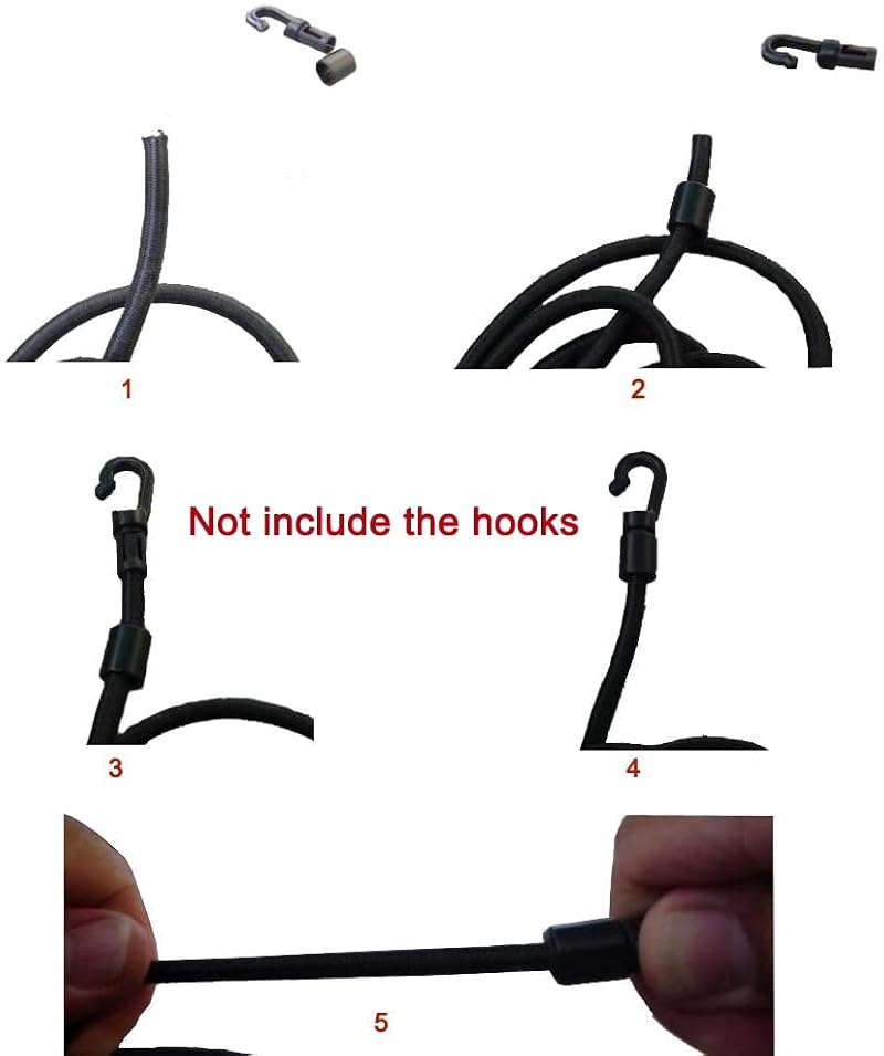 Huouo 1/8" x 25' Black Bungee Shock Cord - Marine Grade Elastic Nylon Rope
