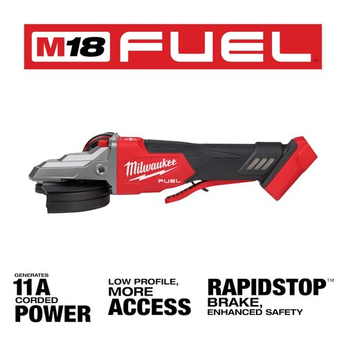 Milwaukee M18 FUEL 18-Volt Lithium-Ion Brushless Cordless 5 in. Flathead Braking Grinder with Paddle Switch No-Lock (Tool-Only)