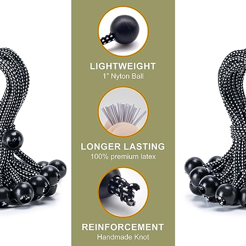 Aegero 30 Pack Heavy Duty 6-Inch Ball Bungee Cords Black/White for Camping and Utility