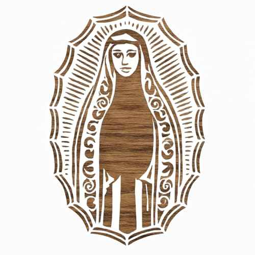 Virgin Mary Blessed Mother Stencil Template, Reusable Plastic Sheet, 8.5 x 11 Inch for Painting Walls, Wood, Glass, Scrapbooking, Arts and Crafts, DIY