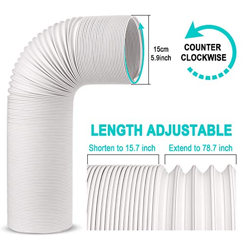 Jin&Bao 5.9in (6in) AC Exhaust Hose, 78.7-Inch Universal CCW Thread Replacement