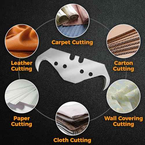30PCS Utility Hook Blades, SK5 Carbon Steel Super Big Hook Trimming Blades, Safety Horn Knife Blade for Wallpaper, Cutting Carpets, Roofing, Industry Materials