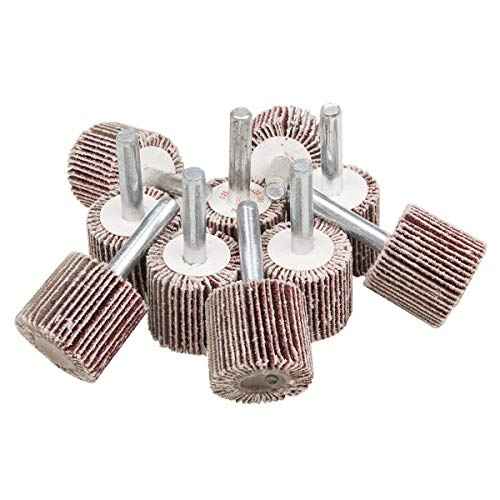 1" x 1" x 1/4" Shank Mounted Flap Wheels, 80 Grit Aluminum Oxide Mounted Abrasive Grinding Tool - 10 Pack