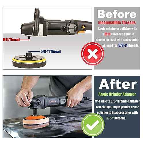 Yakamoz 2Pcs Angle Grinder Attachment M14 Female to 5/8"-11 Male Adapter Rotary Polisher M14 to 5/8"-11 Adaptor Converter Connecting Tool