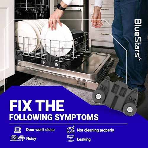 BlueStars W10195417 Lower Dishwasher Rack Wheel with Steel Screws (4-Pack)