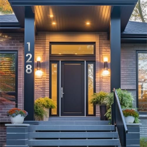 Monlyey 4 Inch Floating House Numbers and Metal Letters for Outdoor Signs - Modern Stainless Steel Address Numbers (1/4 Inch Variation)