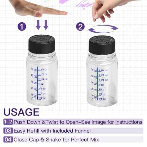 6 Pack Glue Bottles with Brushes, 2oz(60ml) Transparent Empty Paint Bottles Bulk Touch Up Paint Container with Brush Applicator for Home Classroom Art Supplies Crafts Projects