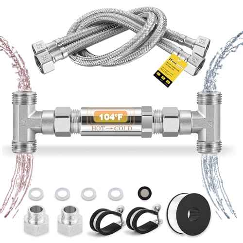 Replacement 304 Stainless Steel Sensor Valve Kit for Instant Hot Water Recirculating Pump System Includes a Bridge Valve, 2¡¿20-Inch PEX Supply Lines Compatible With 500800, 500805