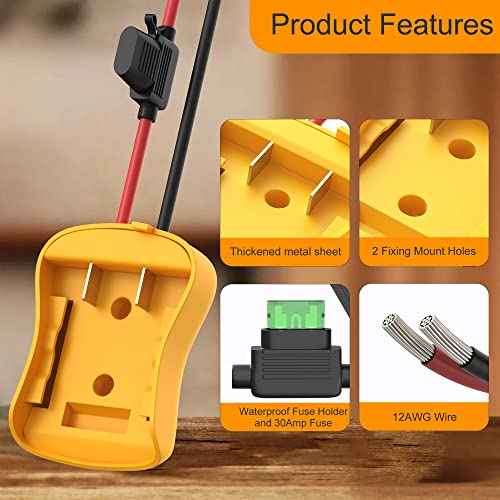 Battery Adapter Compatible with Dewalt 20V Power Wheel Battery Adapter 12 AWG Wire Battery Converters with Fuses and Connectors