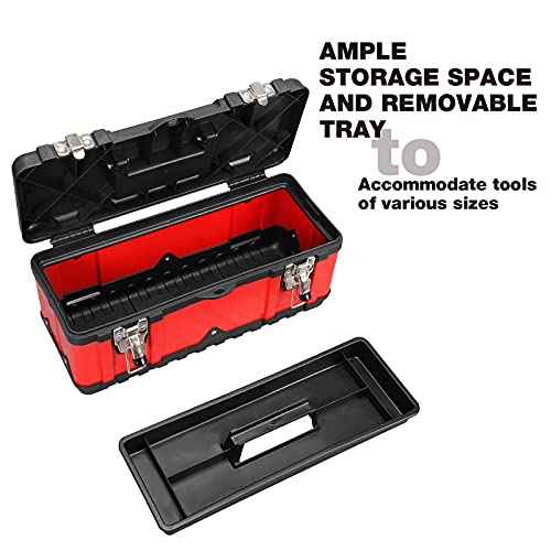 Steel Tool Box 15.5 Inch Small Portable Tool Organizer Box with Built-in Short Non-slip Handle Car Box with Removable tray